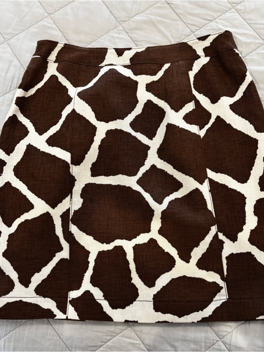 Worth Brown and White A-Line Patterned Skirt